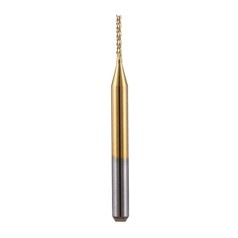HOZLY 10Pcs 1/8'' Shank 1.0mm Titanium Coat Carbide End Mill Engraving Bits CNC Rotary Burrs Tool for PCB Mould Plastic Fiber Carbon Fiber Hardwood - Image 2